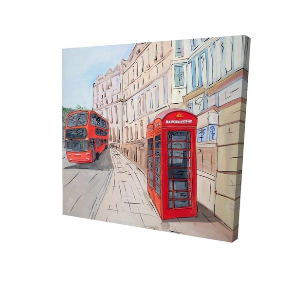 Fondo 16 x 16 in. London Bus & Telephone Booth-Print on Canvas - FO3331572