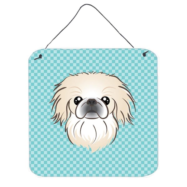 Micasa Checkerboard Blue Pekingese Aluminum Metal Wall Or Door Hanging Prints6 x 6 In. - MI951259
