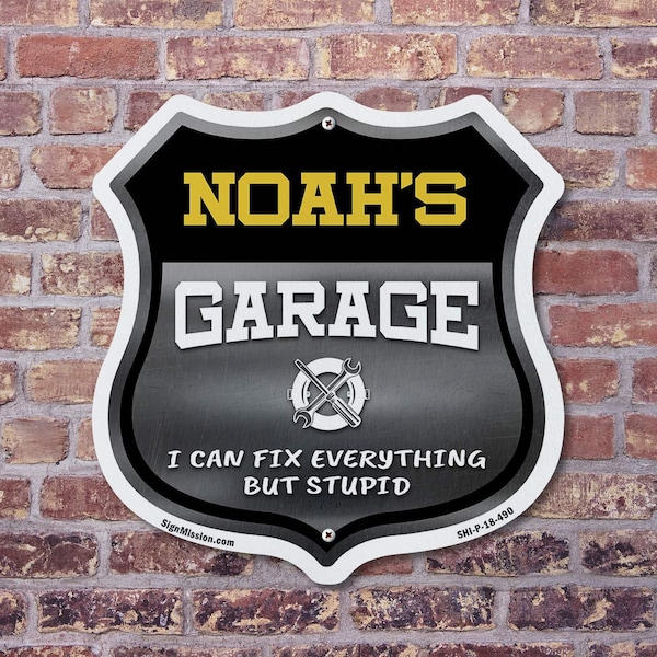 Signmission Noah's Garage I Can Fix Everything But Stupid, 12 inch X 12 inch, Plastic Sign, 2PK - SHI-P-2PACK-12-490-NOAH