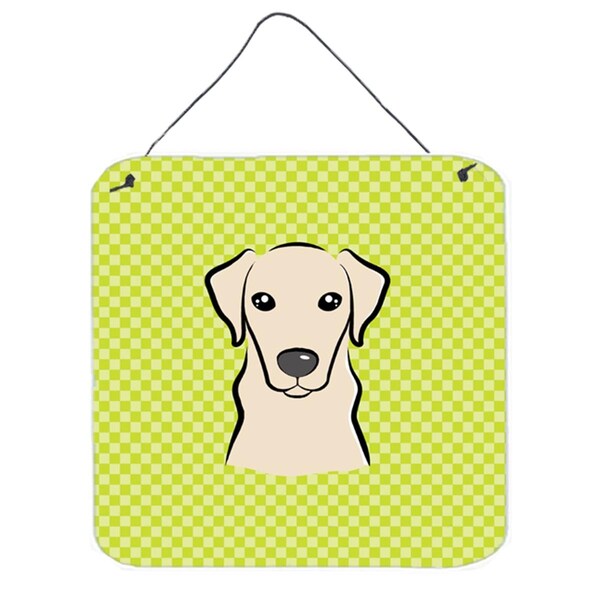 Micasa Checkerboard Lime Green Yellow Labrador Aluminum Metal Wall Or Door Hanging Prints, 6 x 6 In. - MI632223