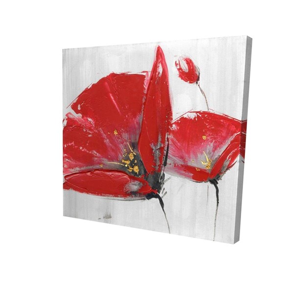 Fondo 12 x 12 in. Three Red Flowers on Grey Background-Print on Canvas - FO2791337