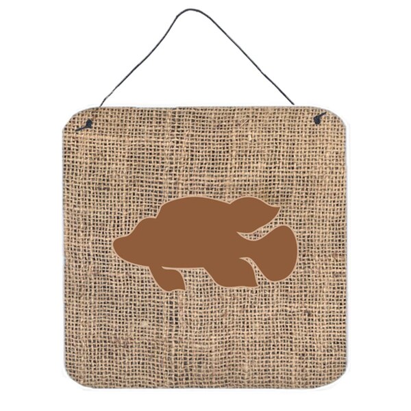 Micasa Fish Tropical Fish Burlap And Brown Aluminium Metal Wall Or Door Hanging Prints - MI237064