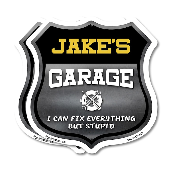 Signmission Jake's Garage I Can Fix Everything But Stupid, 12 inch X 12 inch, Plastic Sign, 2PK - SHI-P-2PACK-12-490-JAKE