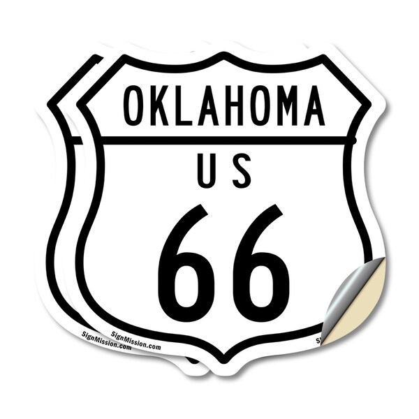 Signmission Oklahoma Route Marker Shield Sign Us 66, 6 inch X 6 inch, Vinyl Decal, 2PK - SHI-D-2PACK-6-426