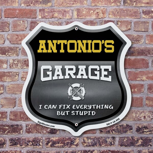 Signmission Antonio's Garage I Can Fix Everything But Stupid, 6 inch X 6 inch, Plastic Sign, 2PK - SHI-P-2PACK-6-490-ANTONIO