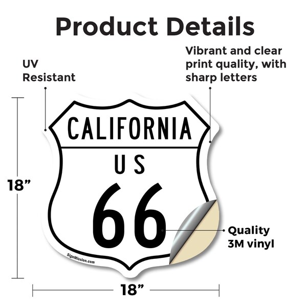 Signmission California Route Marker Shield Sign Us 6, 18 Inch X 18 Inch, Vinyl Decal - SHI-D-18-371