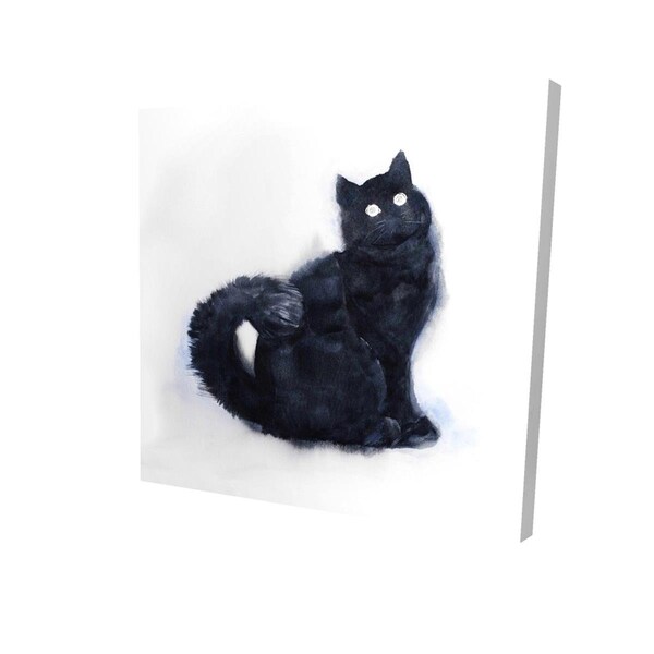 Fondo 12 x 12 in. Furry Black Watercolor Cat-Print on Canvas - FO2785170