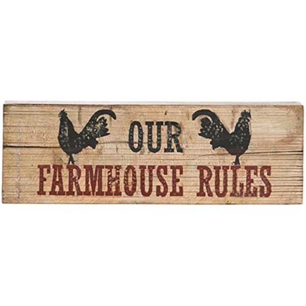 Heritage Lace 3 x 9 in. Farmhouse Rules Wood Sign - FH-022