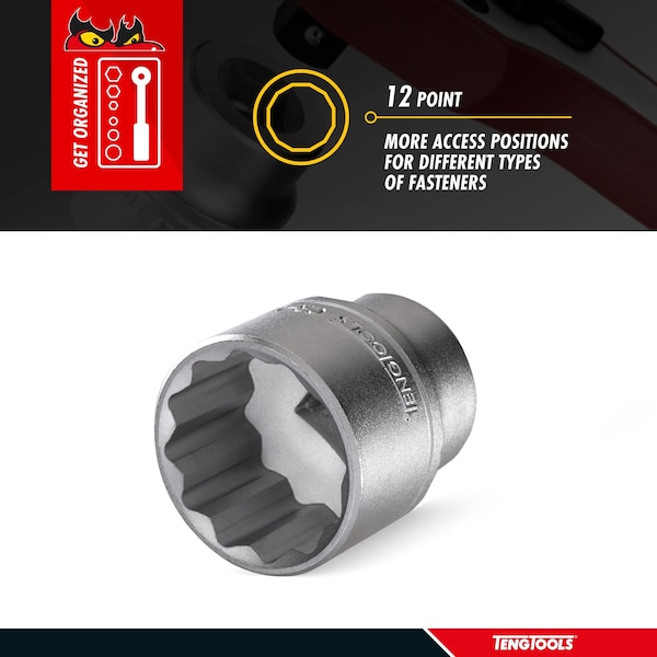 Teng Tools 19/32 Inch 12 Point Sae 1/2 Inch Drive Shallow Chrome Vanadium Socket - M120119-C