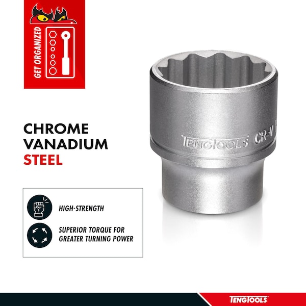 Teng Tools 19/32 Inch 12 Point Sae 1/2 Inch Drive Shallow Chrome Vanadium Socket - M120119-C