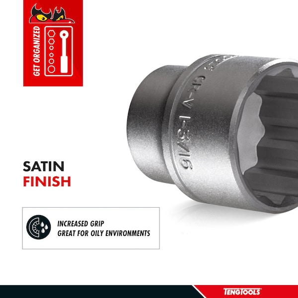 Teng Tools 19/32 Inch 12 Point Sae 1/2 Inch Drive Shallow Chrome Vanadium Socket - M120119-C