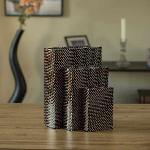 Vintiquewise Black Velvet Vintage Storage Wooden Antique Classic Decorative Book Box Holder, PK 3 - QI004265.BK