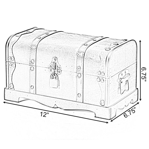 Vintiquewise Small Pirate Style Wooden Treasure Chest with Small Vintage Padlock and Key - QI003026.LK