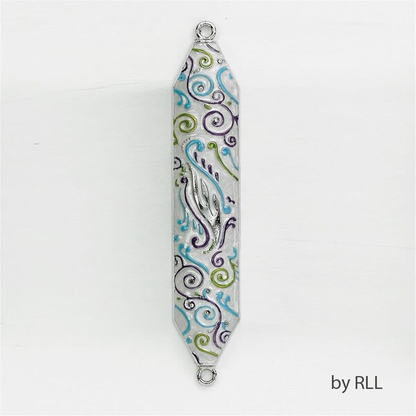 Rite Lite 5 in. Mezuzah Enamel Multicolored Swirls Gift Box - MZE-7-M