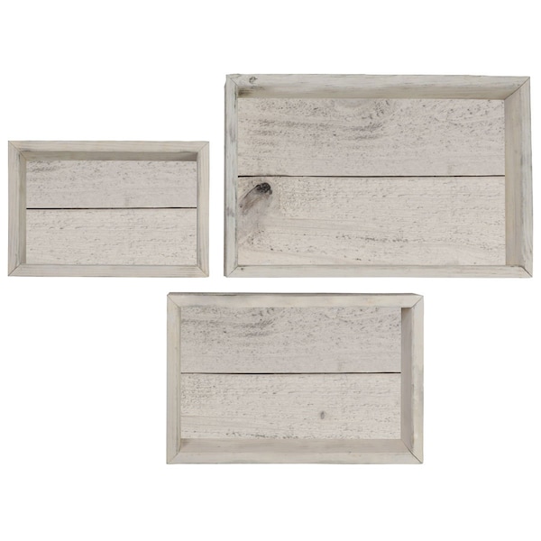 Ekena Millwork Set of 3, Rectangle, Closed Back, Vintage Farmhouse Shadow Box Shelves, Barnwood Decor Collection - DECR18SBRTCBWH