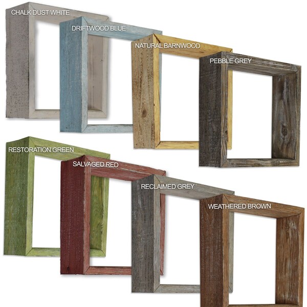 Ekena Millwork Set of 3, Rectangle, Closed Back, Vintage Farmhouse Shadow Box Shelves, Barnwood Decor Collection - DECR18SBRTCBWH