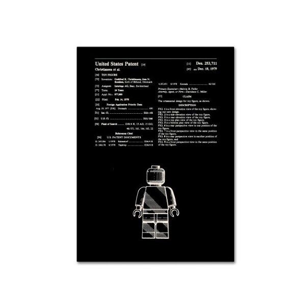 Trademark Fine Art Claire Doherty 'Lego Man Patent 1979 Black' Canvas Art, 14x19 - CDO0189-C1419GG