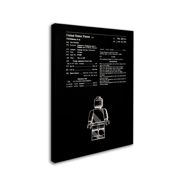 Trademark Fine Art Claire Doherty 'Lego Man Patent 1979 Black' Canvas Art, 14x19 - CDO0189-C1419GG