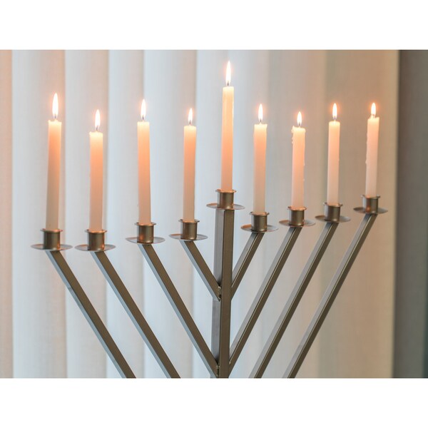 Vintiquewise Large Metal Silver Coated Hanukkah Menorah 4 Ft. For Synagogue - QI003814.L