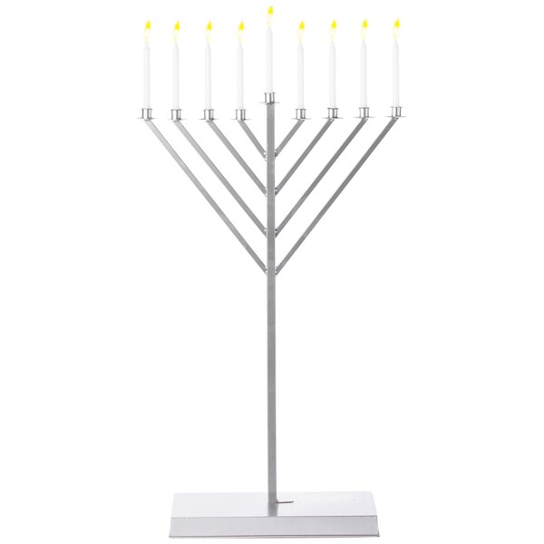 Vintiquewise Large Metal Silver Coated Hanukkah Menorah 4 Ft. For Synagogue - QI003814.L