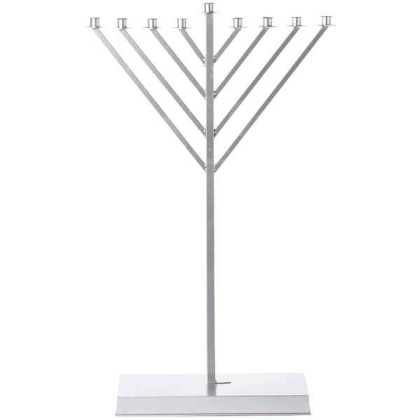 Vintiquewise Large Metal Silver Coated Hanukkah Menorah 4 Ft. For Synagogue - QI003814.L