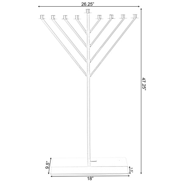 Vintiquewise Large Metal Silver Coated Hanukkah Menorah 4 Ft. For Synagogue - QI003814.L