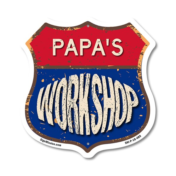 Signmission Papa's Workshop, 18 Inch X 18 Inch, Plastic Sign - SHI-P-18-489-PAPA