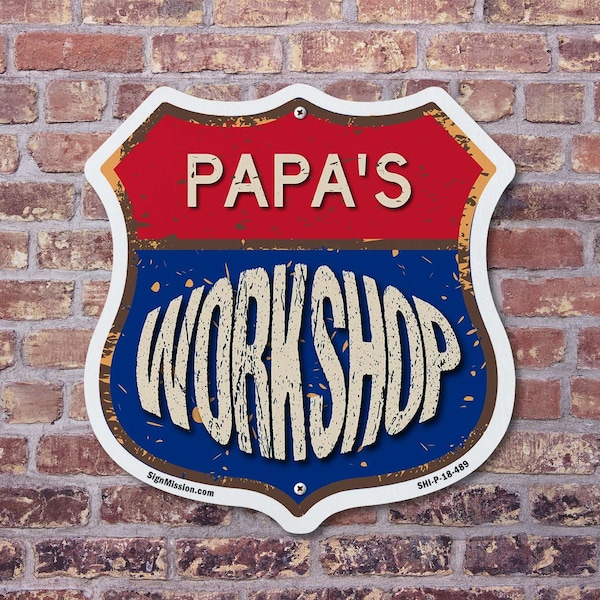 Signmission Papa's Workshop, 18 Inch X 18 Inch, Plastic Sign - SHI-P-18-489-PAPA