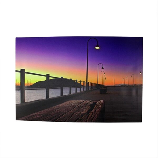 Back2Basics 23.5 in. Battery Operated 5 LED Sunset Boardwalk Scene Canvas Wall Hanging - BA72776