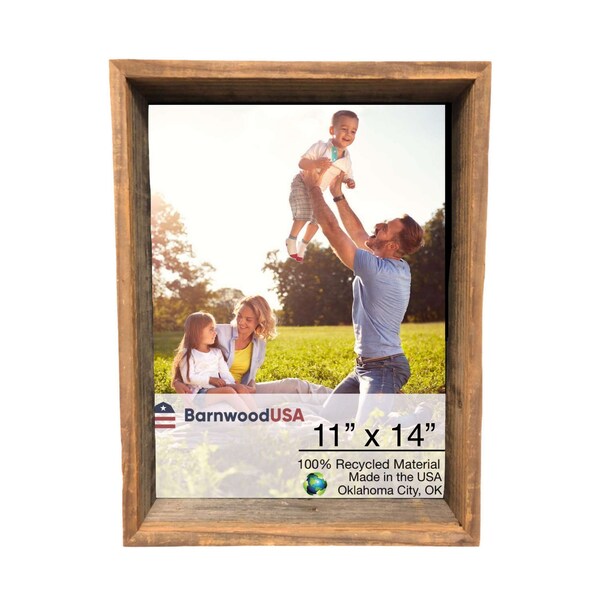 Barnwoodusa Rustic Farmhouse Reclaimed 11x14 Shadow Box, Display Picture Frame - 672713210153