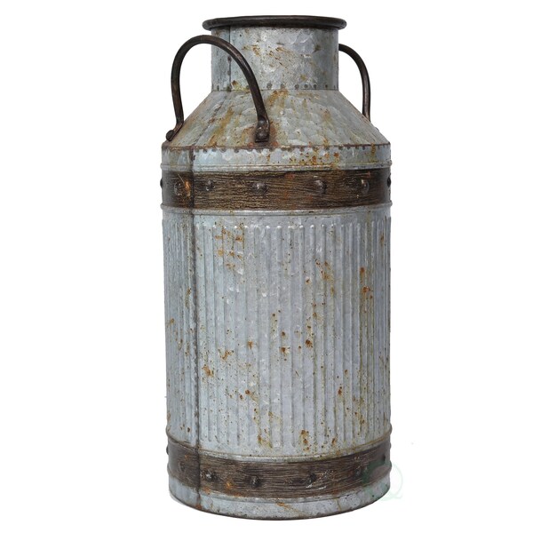 Vintiquewise Galvanized Metal Rustic Milk Can, Medium - QI003292.M
