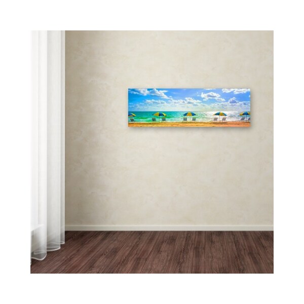 Trademark Fine Art Preston 'Florida Beach Chairs Umbrellas' Canvas Art, 6x19 - EM0519-C619GG