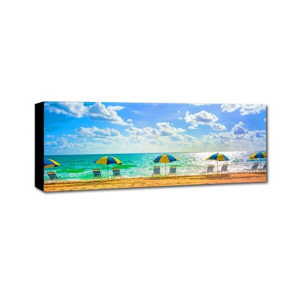 Trademark Fine Art Preston 'Florida Beach Chairs Umbrellas' Canvas Art, 6x19 - EM0519-C619GG