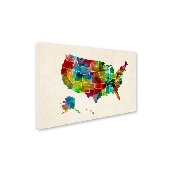 Trademark Fine Art Michael Tompsett 'United States Watercolor Map 2' Canvas Art, 12x19 - MT0514-C1219GG