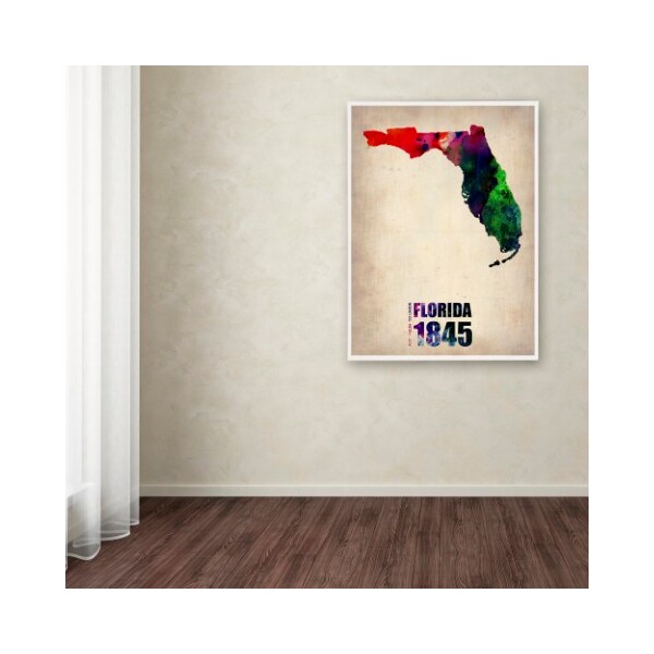 Trademark Fine Art Naxart 'Florida Watercolor Map' Canvas Art, 35x47 - ALI0137-C3547GG