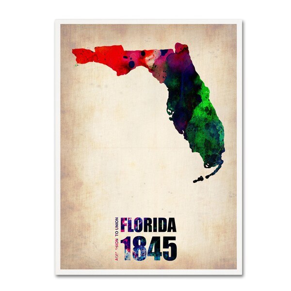 Trademark Fine Art Naxart 'Florida Watercolor Map' Canvas Art, 35x47 - ALI0137-C3547GG