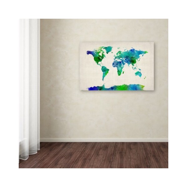 Trademark Fine Art Michael Tompsett 'World Map Watercolor' Canvas Art, 30x47 - MT0411-C3047GG