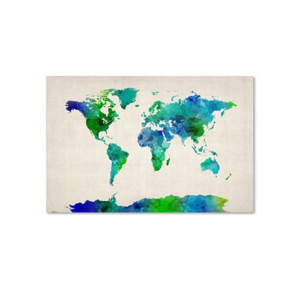 Trademark Fine Art Michael Tompsett 'World Map Watercolor' Canvas Art, 30x47 - MT0411-C3047GG