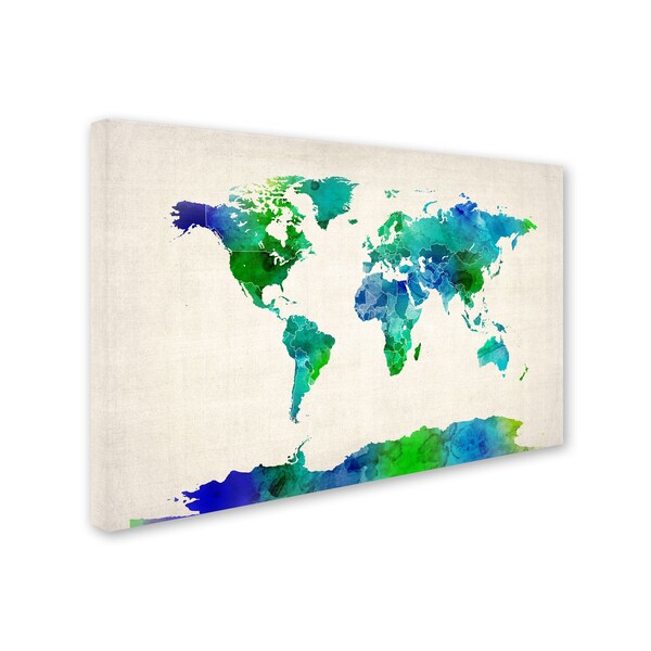 Trademark Fine Art Michael Tompsett 'World Map Watercolor' Canvas Art, 30x47 - MT0411-C3047GG
