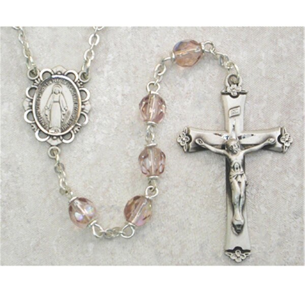 Mcvan 6 mm Light Lavender Glass June Rosary - 875L-AMF