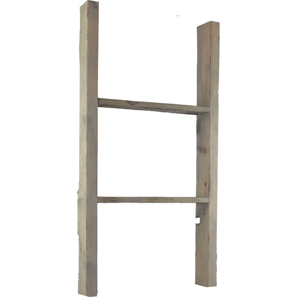Ekena Millwork 19"W x 36"H x 3 1/2"D Vintage Farmhouse 2 Rung Ladder, Barnwood Decor Collection, Reclaimed Grey - DECR019X036X04LDRGY