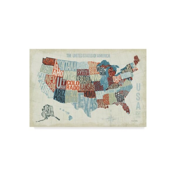 Trademark Fine Art Michael Mullan 'Usa Modern Blue' Canvas Art, 16x24 - WAP08608-C1624GG