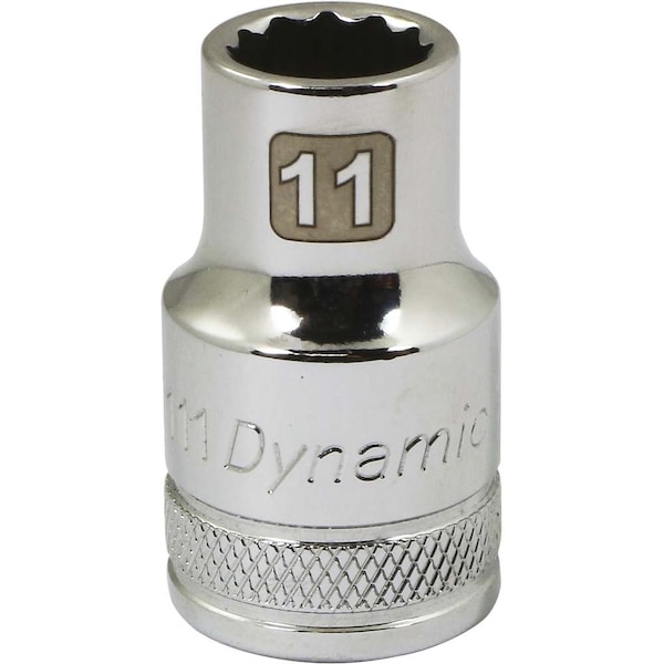 Dynamic Tools 1/2" Drive 12 Point Metric, 11mm Standard Length, Chrome Socket - D015111