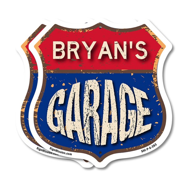 Signmission Bryan's Garage, 6 inch X 6 inch, Plastic Sign, 2PK - SHI-P-2PACK-6-383-BRYAN