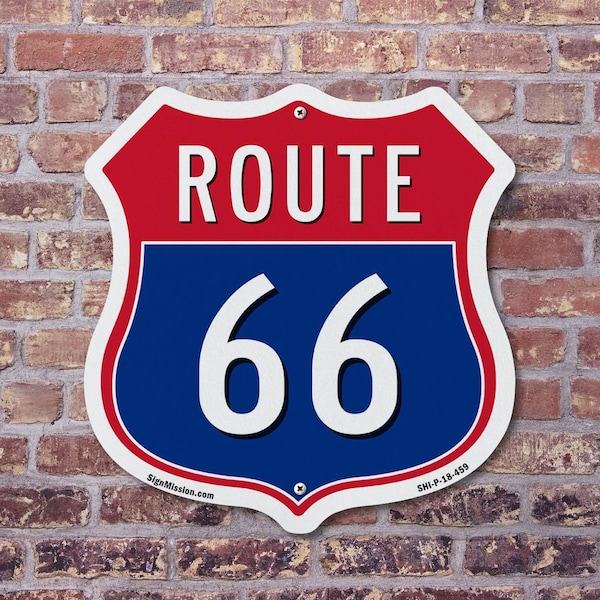 Signmission Route Marker Shield Sign Route 66, 12 inch X 12 inch, Aluminum Metal Sign, 5PK - SHI-A-5PACK-12-459