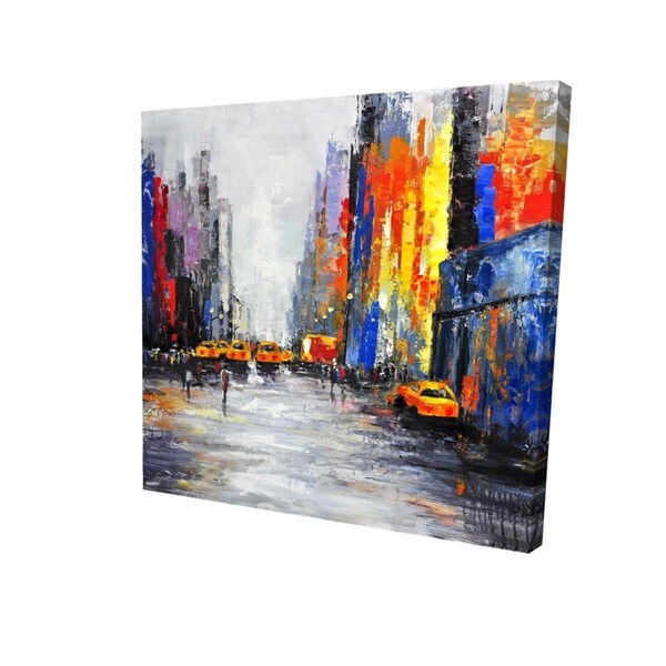 Fondo 16 x 16 in. Color Spotted Street with Taxis-Print on Canvas - FO2787334