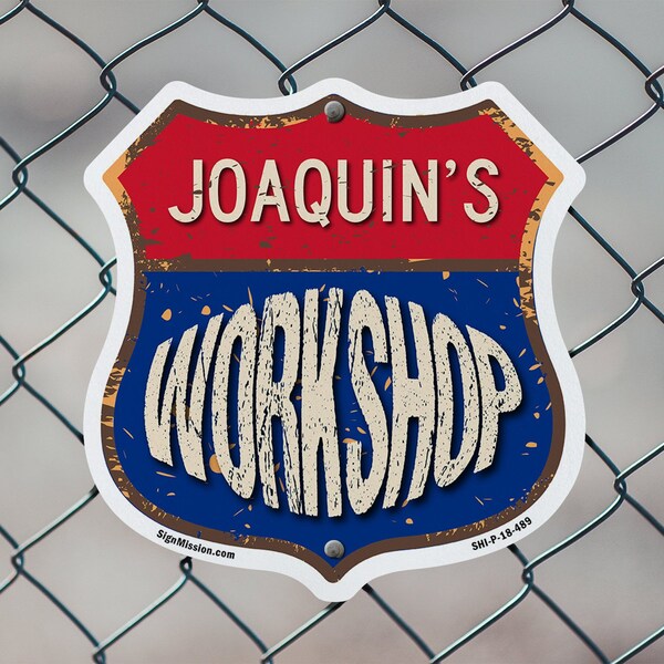 Signmission Joaquin's Workshop, 6 Inch X 6 Inch, Plastic Sign - SHI-P-6-489-JOAQUIN
