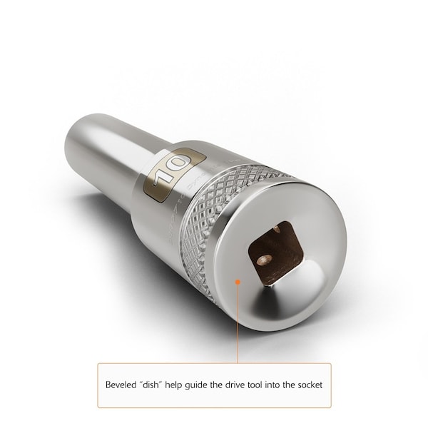 Dynamic Tools 3/8" Drive 12 Point Metric, 15mm Deep Length, Chrome Socket - D009715