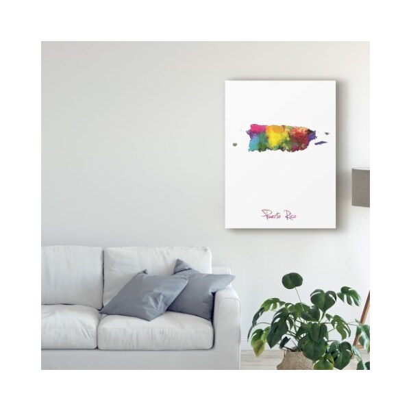Trademark Fine Art Michael Tompsett 'Puerto Rico Watercolor Map Ii' Canvas Art, 14x19 - MT02529-C1419GG