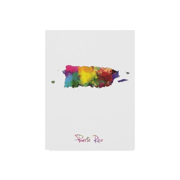 Trademark Fine Art Michael Tompsett 'Puerto Rico Watercolor Map Ii' Canvas Art, 14x19 - MT02529-C1419GG